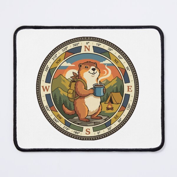 Item preview, Morning Coffee Marmot Hiking Compass Emblem designed and sold by ArcApparel2020.