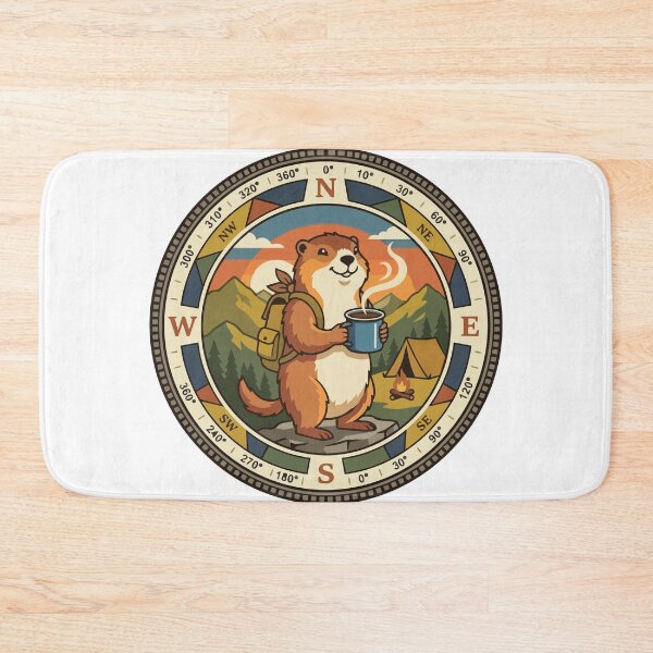 Item preview, Morning Coffee Marmot Hiking Compass Emblem designed and sold by ArcApparel2020.