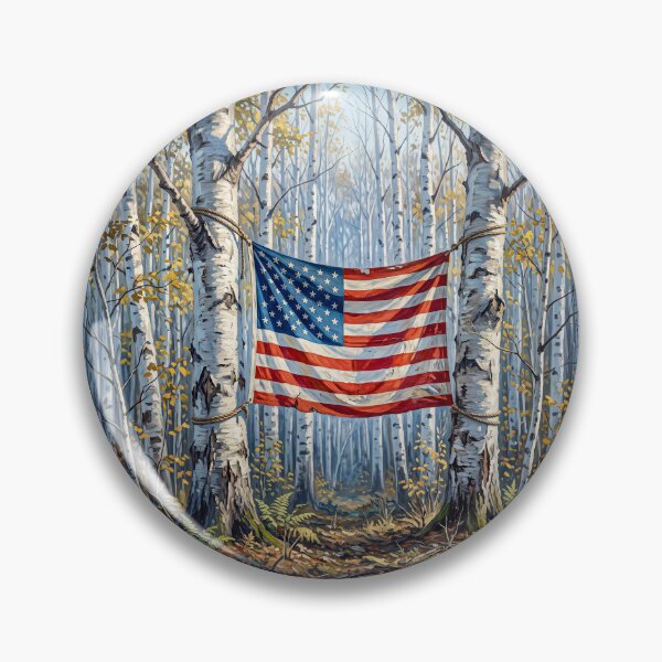 Item preview, American Flag In White Birch Tree Forest designed and sold by Home Decor Art.