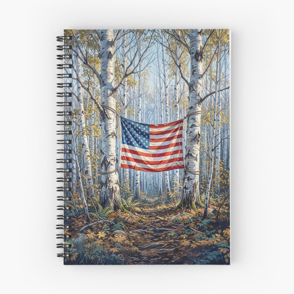 Item preview, American Flag In White Birch Tree Forest designed and sold by Home Decor Art.