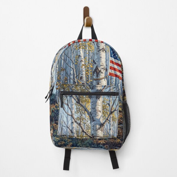 Item preview, American Flag In White Birch Tree Forest designed and sold by Home Decor Art.