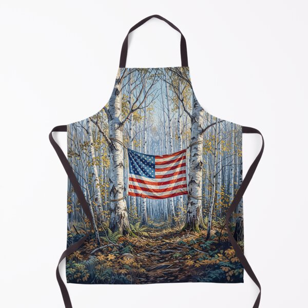 Item preview, American Flag In White Birch Tree Forest designed and sold by Home Decor Art.