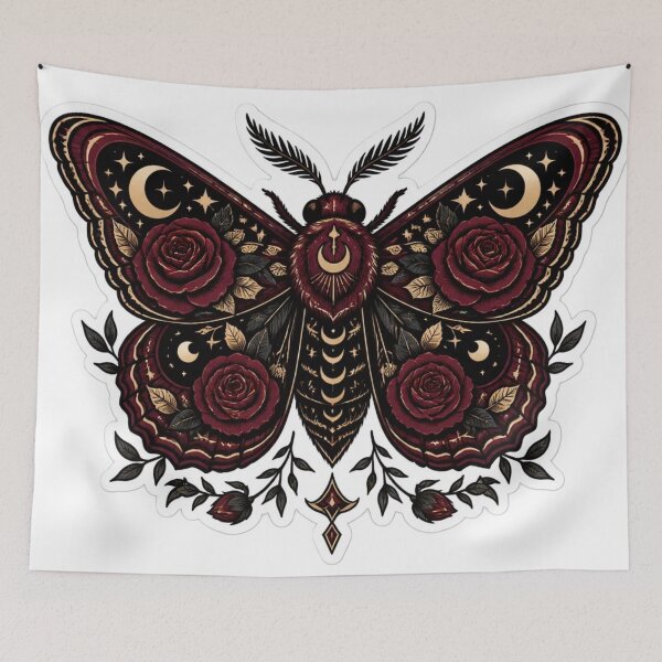Item preview, Burgundy Gothic Moth Witchy Dark Academia designed and sold by StickyGuys.