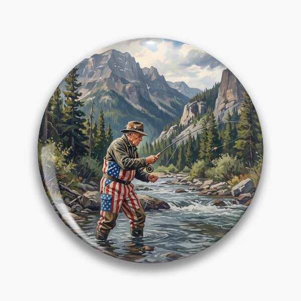 Item preview, Flyfishing Man In American Flag Waders designed and sold by Home Decor Art.