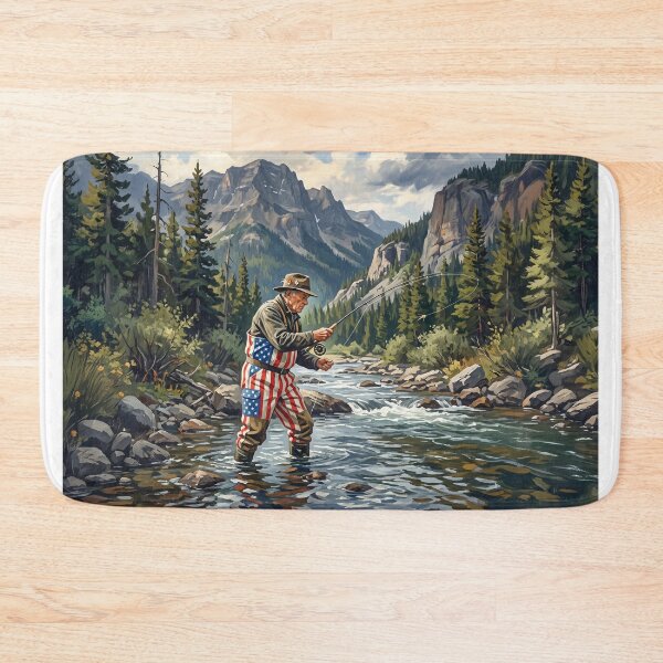 Item preview, Flyfishing Man In American Flag Waders designed and sold by Home Decor Art.