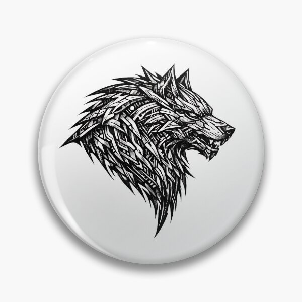 Item preview, yberpunk Wolf – Geometric Tech Beast Black and White designed and sold by  ZenRave Designs.