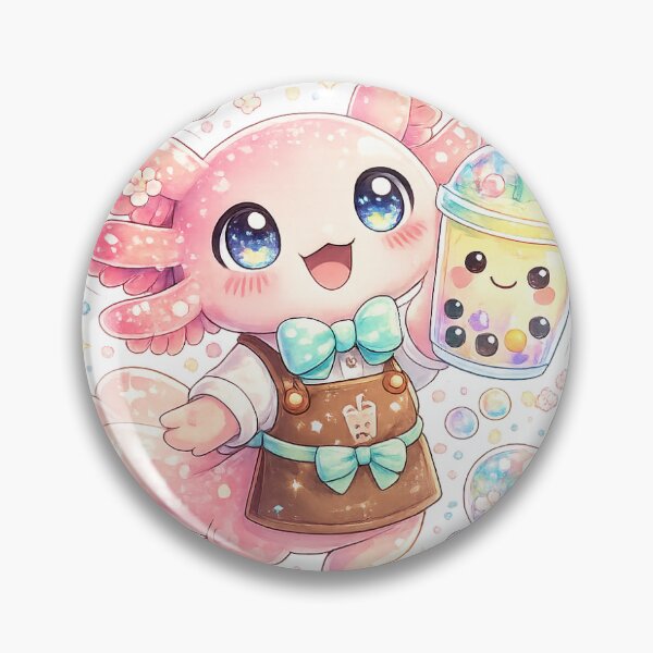 Item preview, Bubble Tea Axolotl Barista – Cute Kawaii Sticker designed and sold by blossomfun.