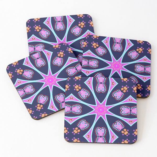 Item preview, Vibrant Navy Blue and Pink Heart Mandala designed and sold by Tinsleybluebell.