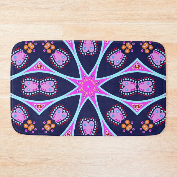Item preview, Vibrant Navy Blue and Pink Heart Mandala designed and sold by Tinsleybluebell.