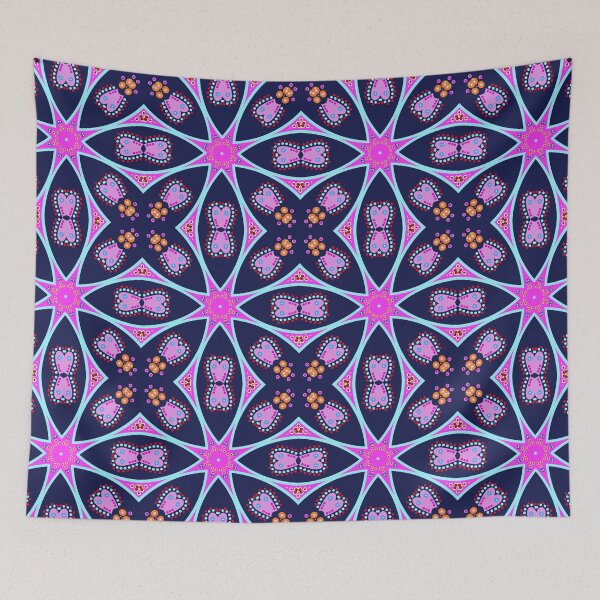 Item preview, Vibrant Navy Blue and Pink Heart Mandala designed and sold by Tinsleybluebell.