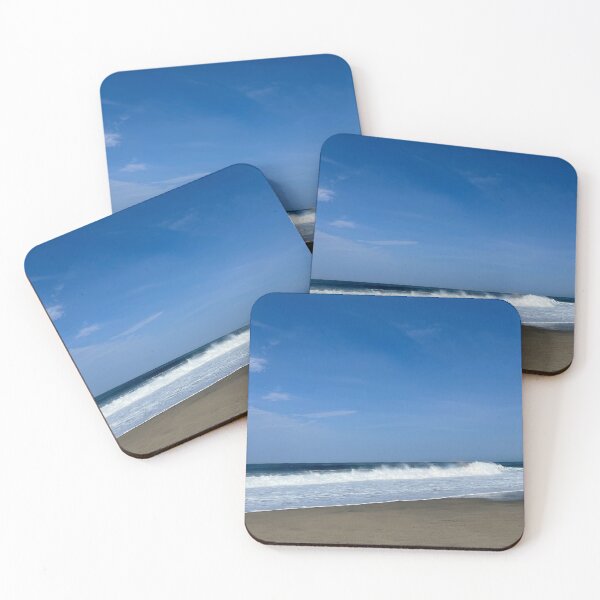 Item preview, Powerful white ocean spray on the wide sandy beach designed and sold by Art of Momenz.