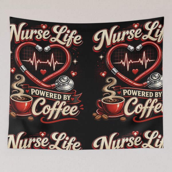 Item preview, Nurse Life Powered By Coffee - Funny Nurse Coffee Lover Sticker designed and sold by PawFusionArt.