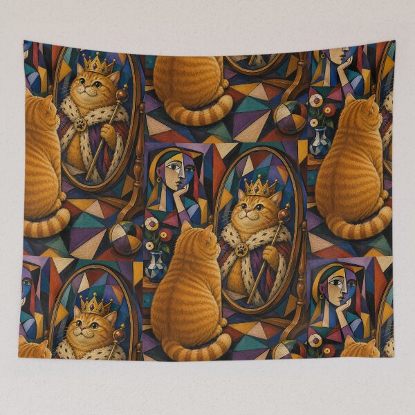 Item preview, Cute Chonky Orange Cat Cubism Art Masterpiece Dreamscape designed and sold by Mindworx21.