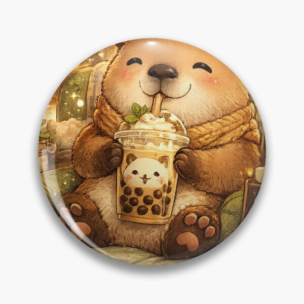 Item preview, Capybara enjoying bubble tea in café designed and sold by Anki2014.