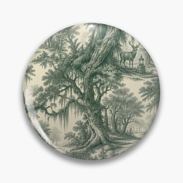 Item preview, Enchanted Foggy Forest Toile Dark Cottagecore designed and sold by StickyGuys.
