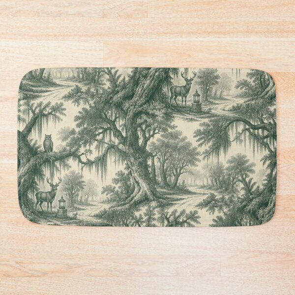 Item preview, Enchanted Foggy Forest Toile Dark Cottagecore designed and sold by StickyGuys.