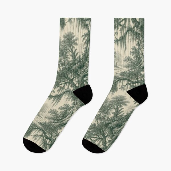 Item preview, Enchanted Foggy Forest Toile Dark Cottagecore designed and sold by StickyGuys.