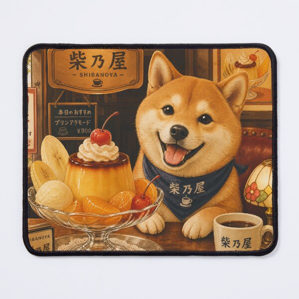 Item preview, Retro Japanese Pudding à la Mode Shiba Inu Café Illustration designed and sold by Shibanoya.