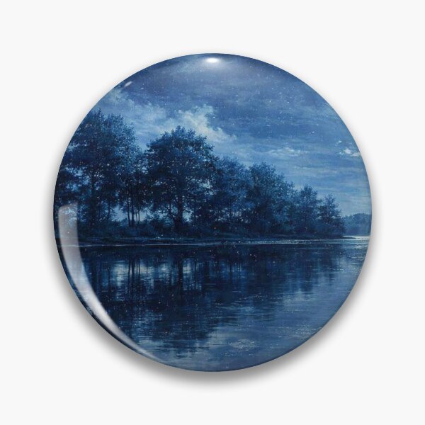 Item preview, Vibrant Violet Moonlight River Blue Purple Night Landscape Art designed and sold by Joey Santiago.