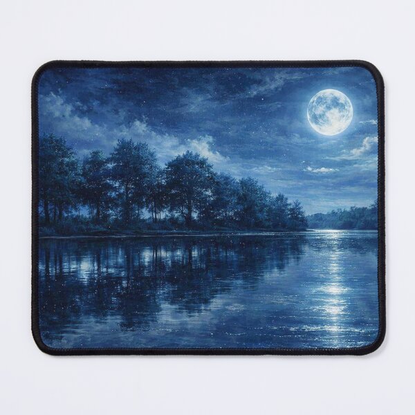 Item preview, Vibrant Violet Moonlight River Blue Purple Night Landscape Art designed and sold by Joey Santiago.