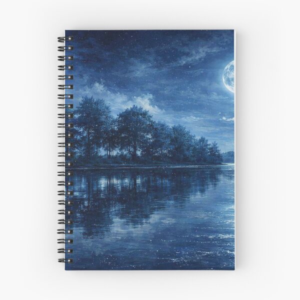 Item preview, Vibrant Violet Moonlight River Blue Purple Night Landscape Art designed and sold by Joey Santiago.