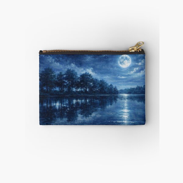 Item preview, Vibrant Violet Moonlight River Blue Purple Night Landscape Art designed and sold by Joey Santiago.