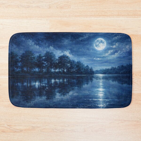 Item preview, Vibrant Violet Moonlight River Blue Purple Night Landscape Art designed and sold by Joey Santiago.