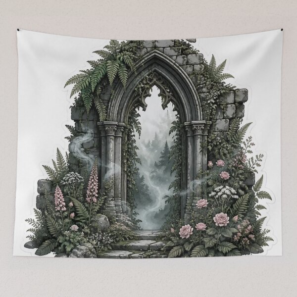 Item preview, Ethereal Ruins & Ferns Dark Cottagecore Highland designed and sold by StickyGuys.