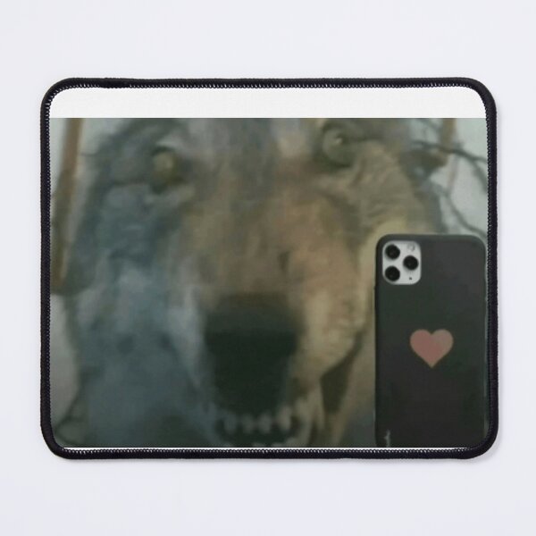 Item preview, wolf holding phone meme designed and sold by cloudzer0000.