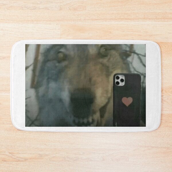 Item preview, wolf holding phone meme designed and sold by cloudzer0000.