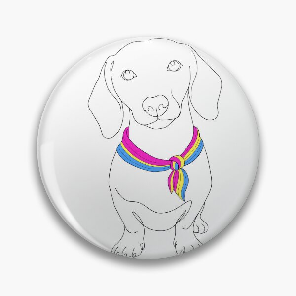 Item preview, Minimalist Dachshund with Pansexual Pride Bandana | Dog Line Art designed and sold by TrueColorAr.