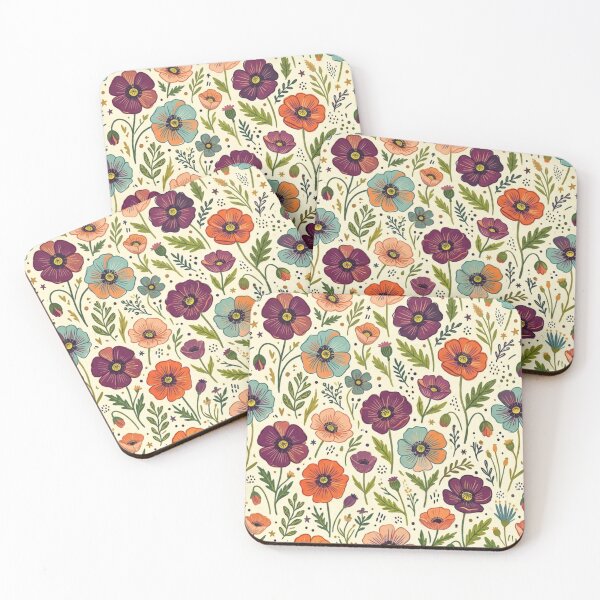 Item preview, Retro Cottagecore Abstract Poppy Flower Pattern designed and sold by NocturnBotany.