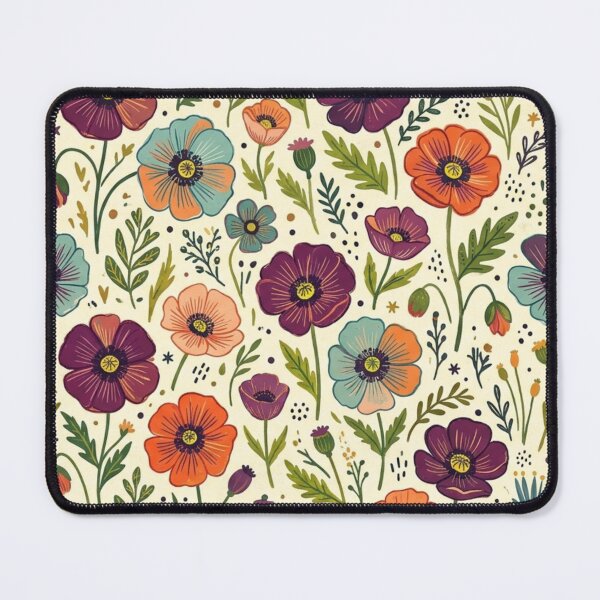 Item preview, Retro Cottagecore Abstract Poppy Flower Pattern designed and sold by NocturnBotany.