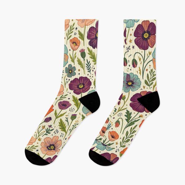 Item preview, Retro Cottagecore Abstract Poppy Flower Pattern designed and sold by NocturnBotany.