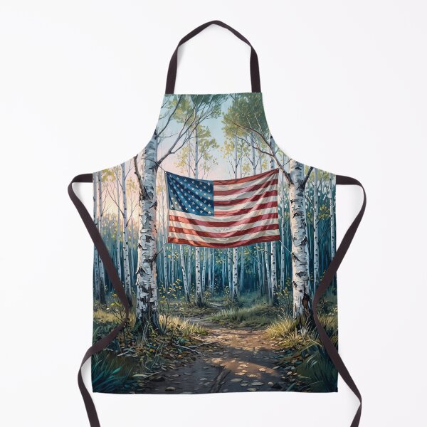 Item preview, American Flag In White Birch Tree Forest designed and sold by Home Decor Art.