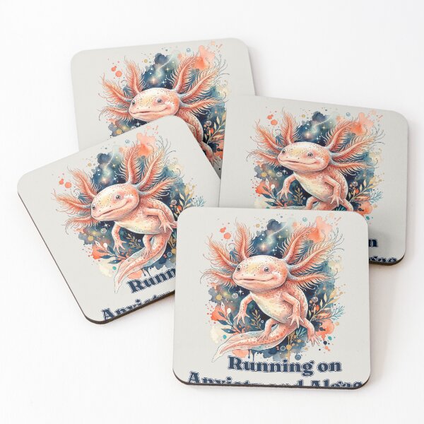 Item preview, Running on Anxiety and Algae Funny Axolotl Watercolor | Cute Amphibian Meme Gift for Introverts designed and sold by Biedroneczka.