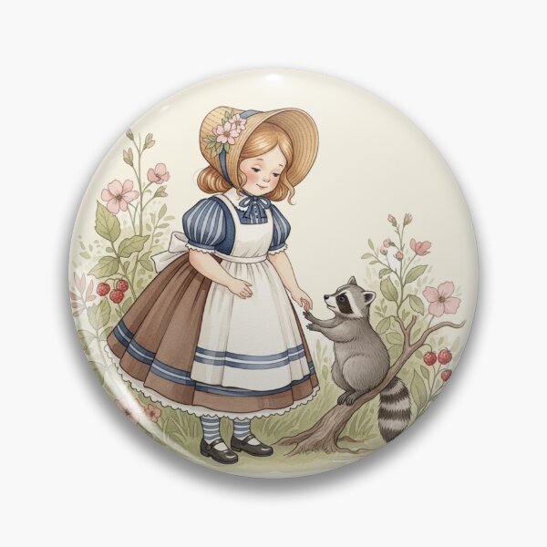 Item preview, A Little Girl Sharing Berries with a Sweet Raccoon designed and sold by Pasteltone.