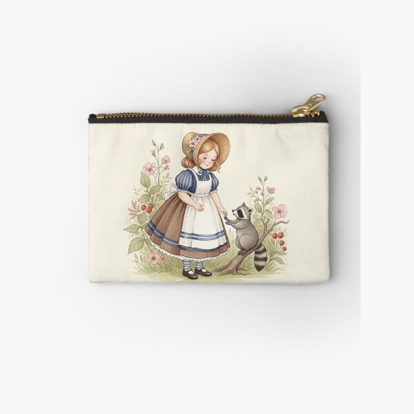 Item preview, A Little Girl Sharing Berries with a Sweet Raccoon designed and sold by Pasteltone.