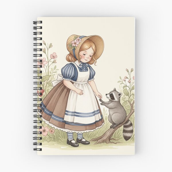 Item preview, A Little Girl Sharing Berries with a Sweet Raccoon designed and sold by Pasteltone.