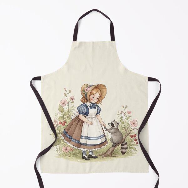 Item preview, A Little Girl Sharing Berries with a Sweet Raccoon designed and sold by Pasteltone.