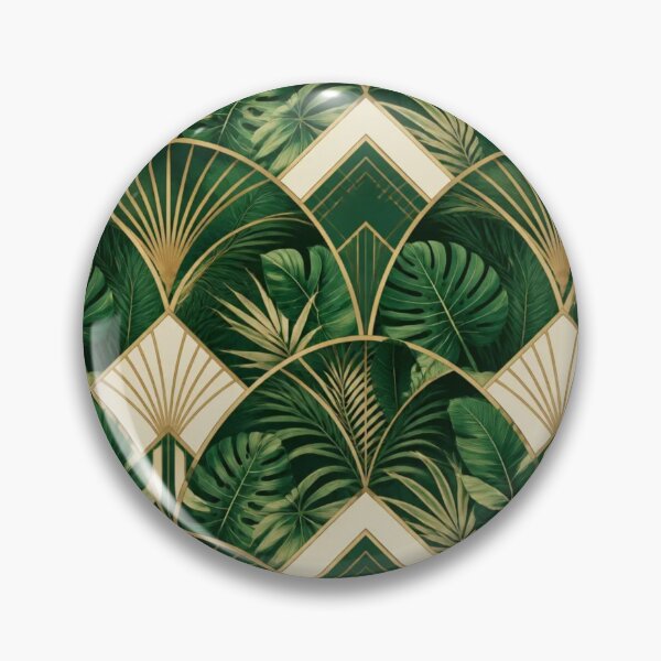 Item preview, Deco Geometric Green Palm Art Deco Tropical designed and sold by StickyGuys.
