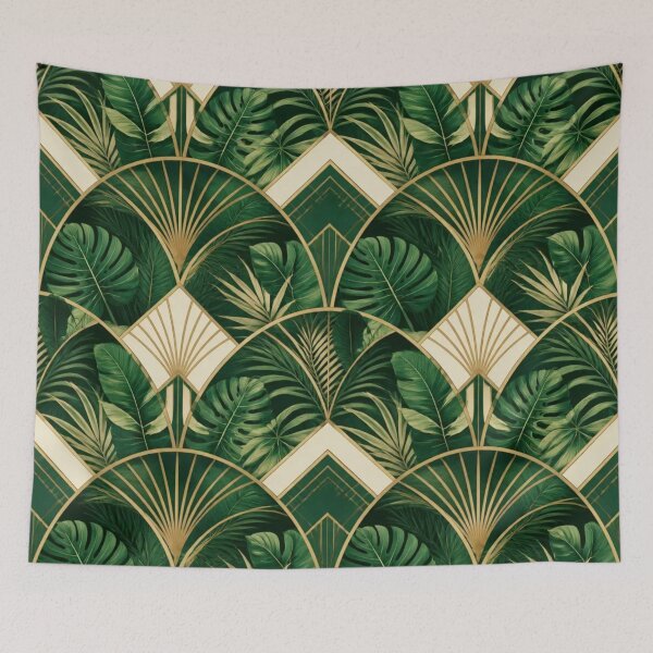 Item preview, Deco Geometric Green Palm Art Deco Tropical designed and sold by StickyGuys.