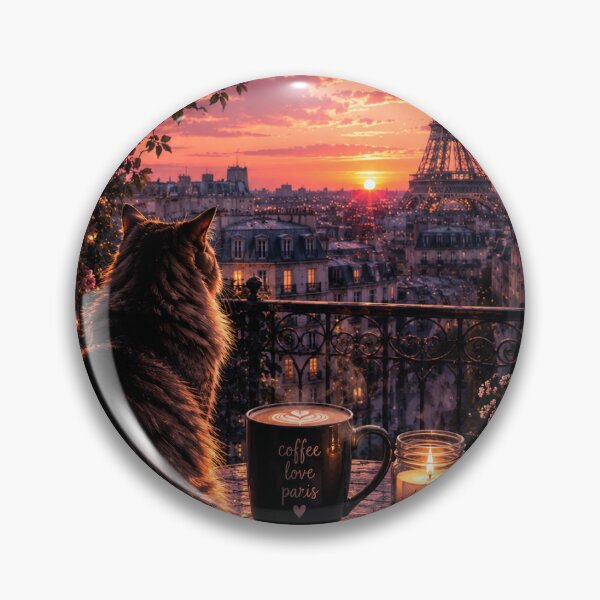 Item preview, Paris Sunset Cat Café designed and sold by DaryaArtFrance.
