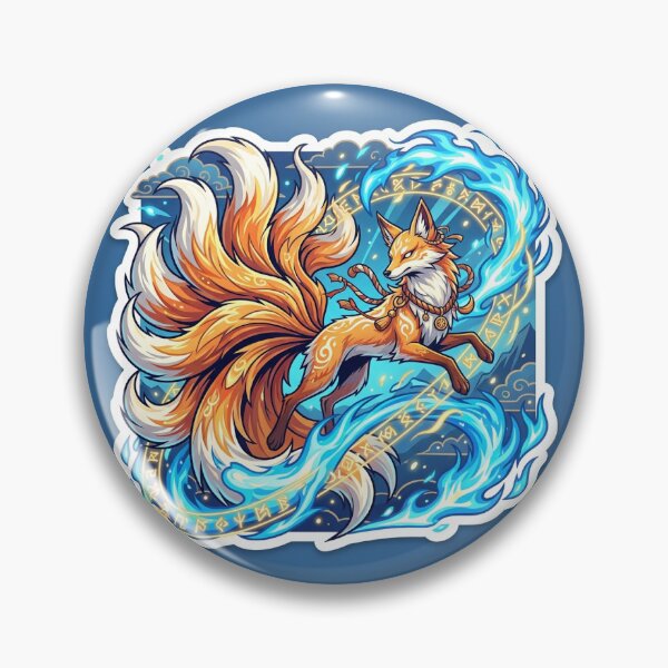 Item preview, Nine-Tailed Fox Runic Magic Anime Sticker designed and sold by uegi.