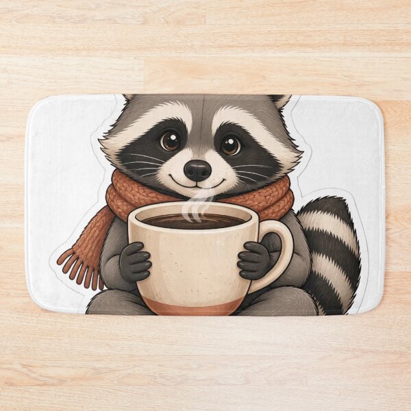 Item preview, Cozy Raccoon Coffee Break Cryptidcore Kawaii designed and sold by StickyGuys.