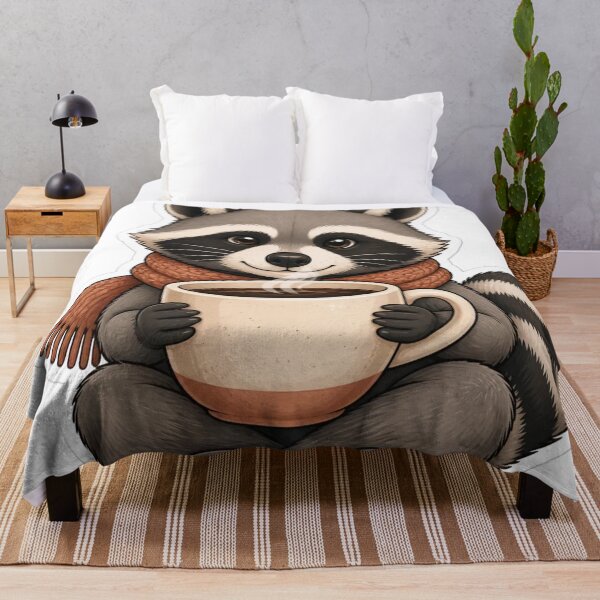 Item preview, Cozy Raccoon Coffee Break Cryptidcore Kawaii designed and sold by StickyGuys.