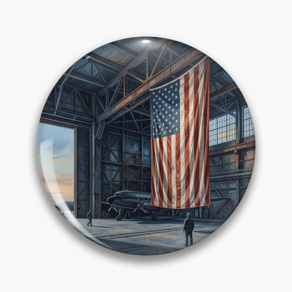 Item preview, American Flag In Airplane Hanger designed and sold by Home Decor Art.