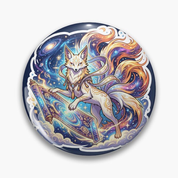 Item preview, Nine-Tailed Fox Cosmic Scroll Mythical Anime Sticker Illustration designed and sold by uegi.