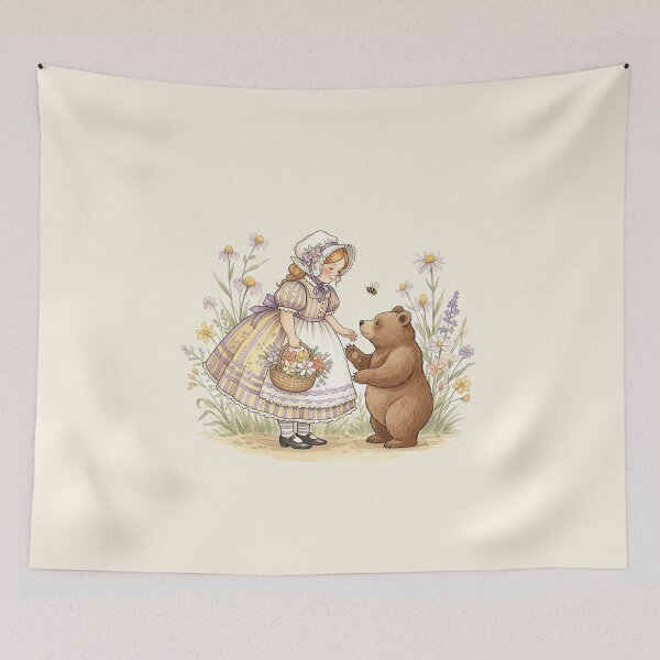 Item preview, A Gentle Greeting Between a Girl and a Little Bear designed and sold by Pasteltone.