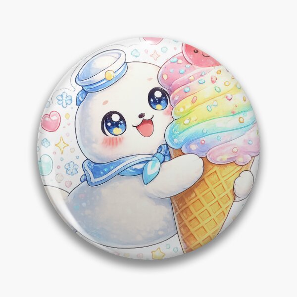Item preview, Rainbow Ice Cream Baby Seal – Cute Kawaii Sticker designed and sold by blossomfun.